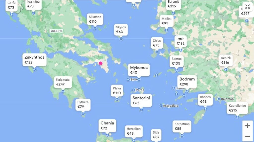 Cheap flights Greek islands